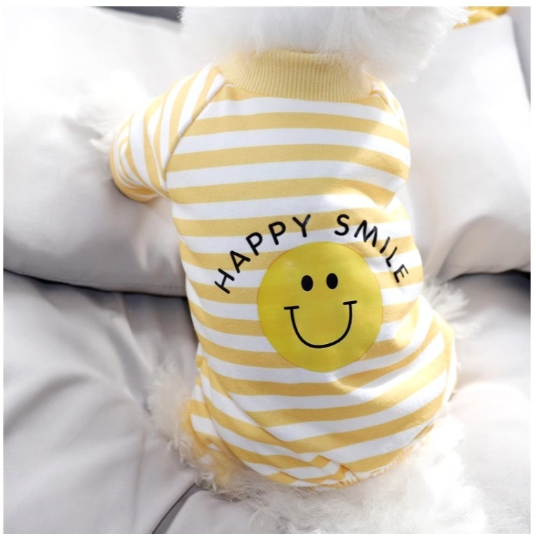 【汪喵森活】 春秋款 微笑 笑臉 寵物打底衣 寵物睡衣 寵物衣服 狗衣服 比熊 貴賓 貓咪 寵物四腳衣 寵物服飾 貓衣服-細節圖7