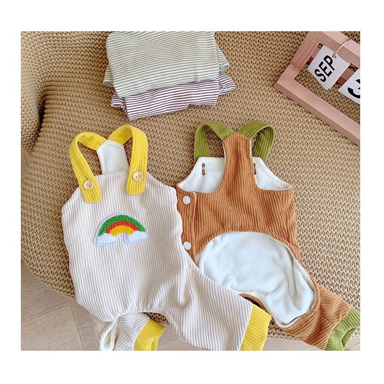 【汪喵森活】 彩虹吊帶褲 燈心絨 2色 加棉保暖 狗狗衣服 比熊 博美 貴賓 貓咪 小型犬服飾 吉娃娃 雪納瑞 西施 比-細節圖11
