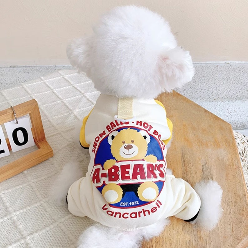 【汪喵森活】4款 熊熊 狗狗 可愛動物 撞色拼接 四腳衣 牽引扣 狗衣服 比熊 博美 貴賓 貓咪 秋冬服飾 米克斯 柴犬-細節圖7