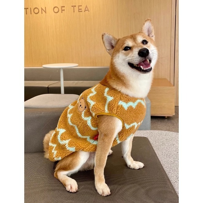 【汪喵森活】 波浪熊熊 羊羔毛背心 2色 寵物衣服 秋冬服飾 狗衣服 貴賓 雪納瑞 西高地 比熊 柯基 柴犬 保暖衣服-細節圖5