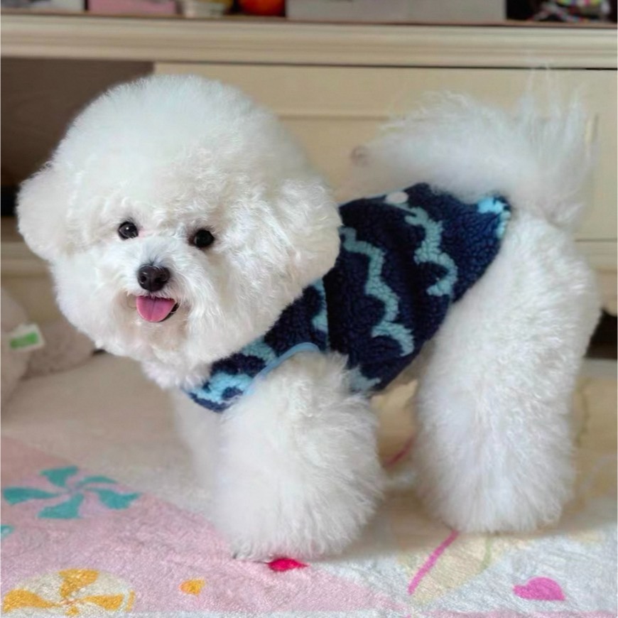 【汪喵森活】 波浪熊熊 羊羔毛背心 2色 寵物衣服 秋冬服飾 狗衣服 貴賓 雪納瑞 西高地 比熊 柯基 柴犬 保暖衣服-細節圖9