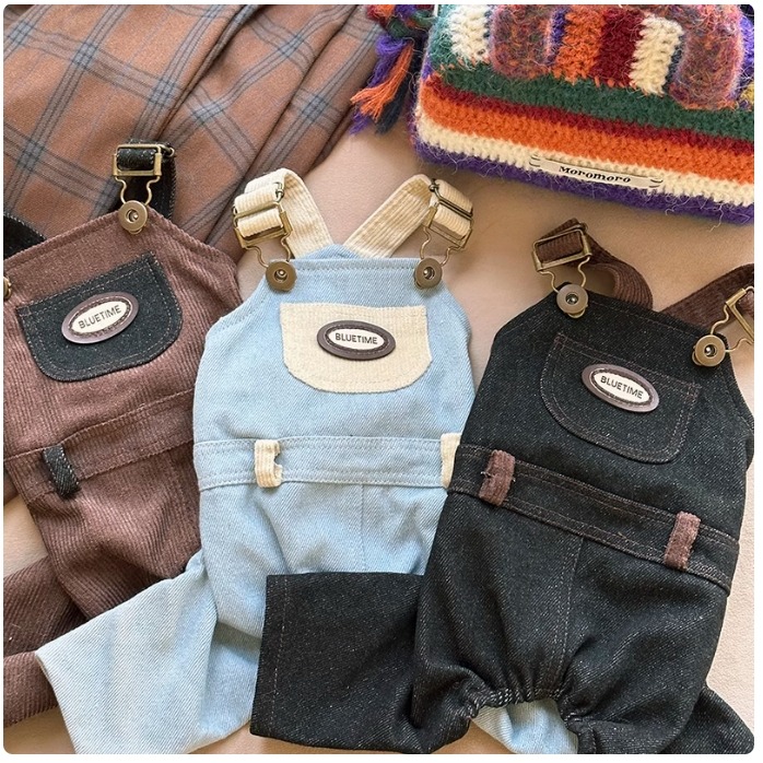 【汪喵森活】 手沖摩卡 復古牛仔 40kg內 復古風 吊帶褲 寵物服飾 狗衣服 比熊 博美 貴賓 小型犬 柴犬 大狗衣服-細節圖3