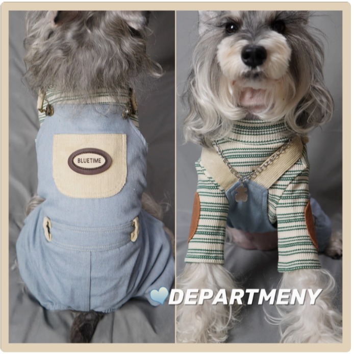 【汪喵森活】 手沖摩卡 復古牛仔 40kg內 復古風 吊帶褲 寵物服飾 狗衣服 比熊 博美 貴賓 小型犬 柴犬 大狗衣服-細節圖4