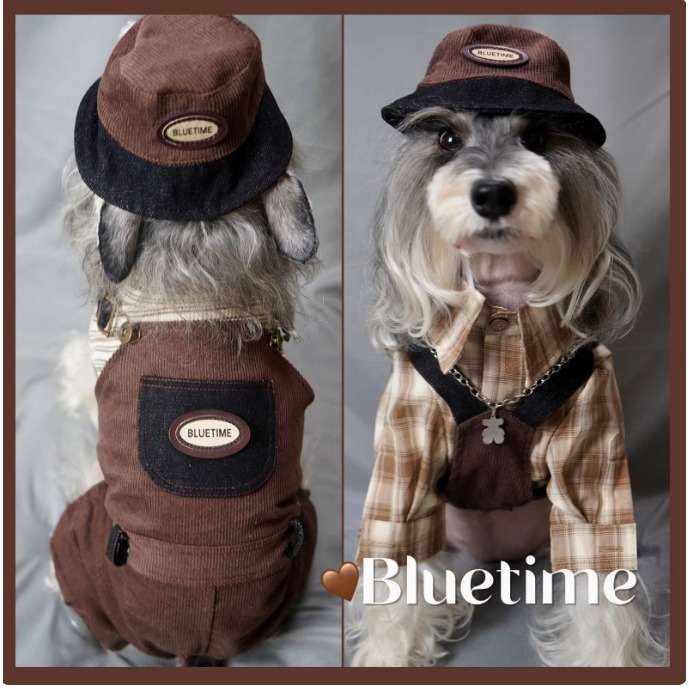 【汪喵森活】 手沖摩卡 復古牛仔 40kg內 復古風 吊帶褲 寵物服飾 狗衣服 比熊 博美 貴賓 小型犬 柴犬 大狗衣服-細節圖5