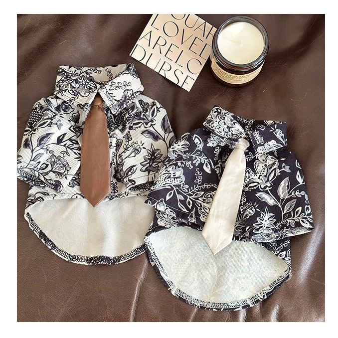 【汪喵森活】 復古領帶花襯衫 45kg內 貝斯手男友 燈芯絨 狗衣服 拉不拉多 薩摩耶 柴犬 米克斯 邊境 黃金獵犬-細節圖3