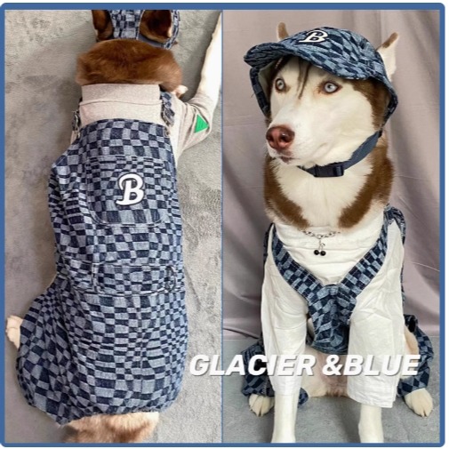 【汪喵森活】 棋盤格 藍色 牛仔 吊帶褲 30kg內 狗衣服 拉不拉多 薩摩耶 柴犬 米克斯 邊境 黃金獵犬 柯基 貴賓-細節圖3