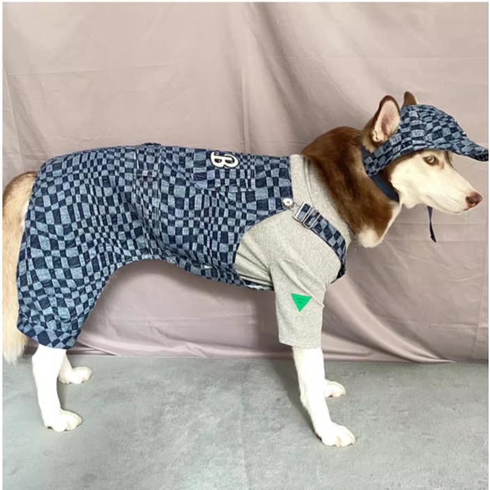 【汪喵森活】 棋盤格 藍色 牛仔 吊帶褲 30kg內 狗衣服 拉不拉多 薩摩耶 柴犬 米克斯 邊境 黃金獵犬 柯基 貴賓-細節圖7