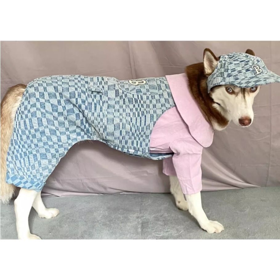 【汪喵森活】 棋盤格 藍色 牛仔 吊帶褲 30kg內 狗衣服 拉不拉多 薩摩耶 柴犬 米克斯 邊境 黃金獵犬 柯基 貴賓-細節圖9