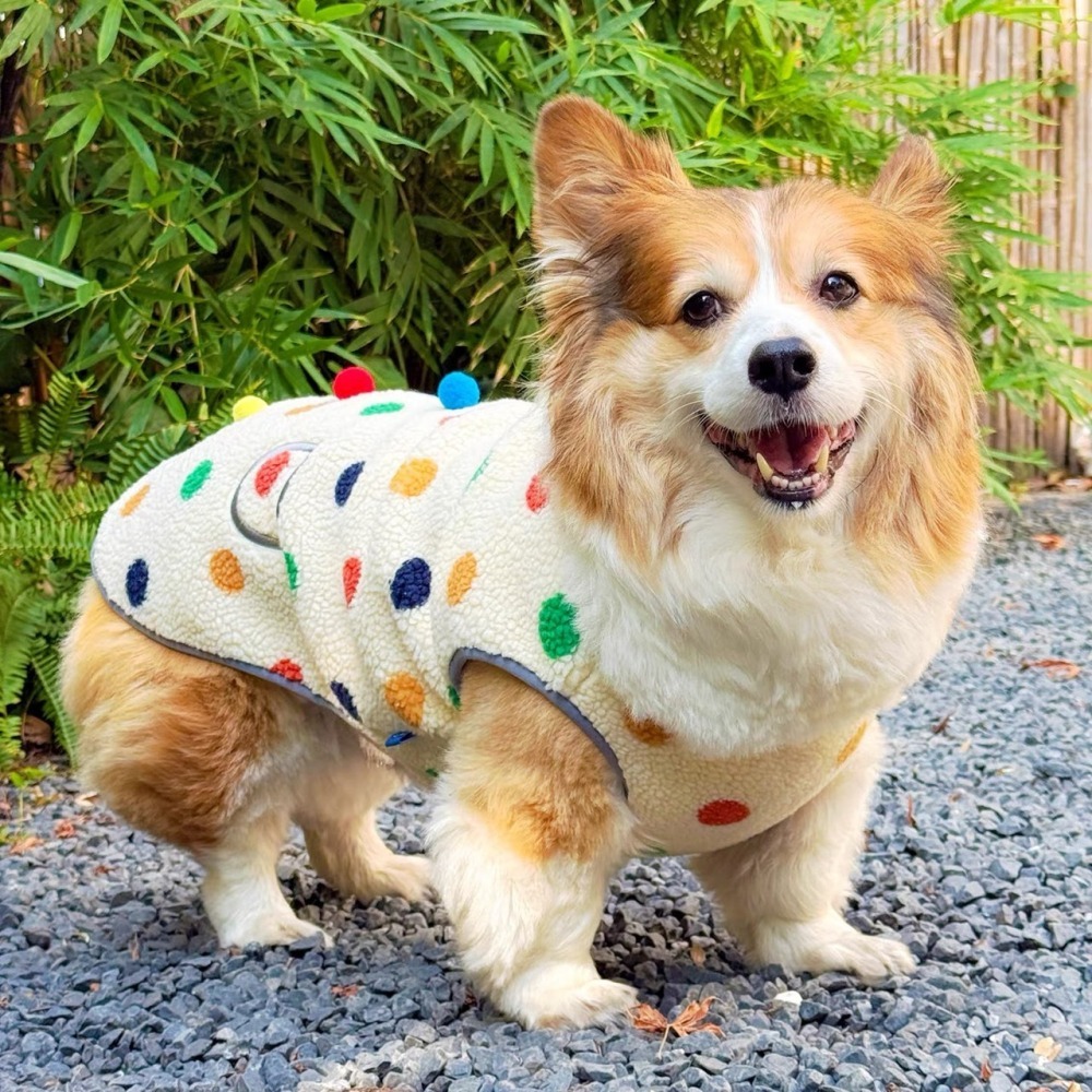 【汪喵森活】 彩色點點 圓點鈕扣 寵物背心 狗衣服 寵物衣服 秋冬服飾 中型犬 雪納瑞 西高地 比熊 柯基 柴犬-細節圖4