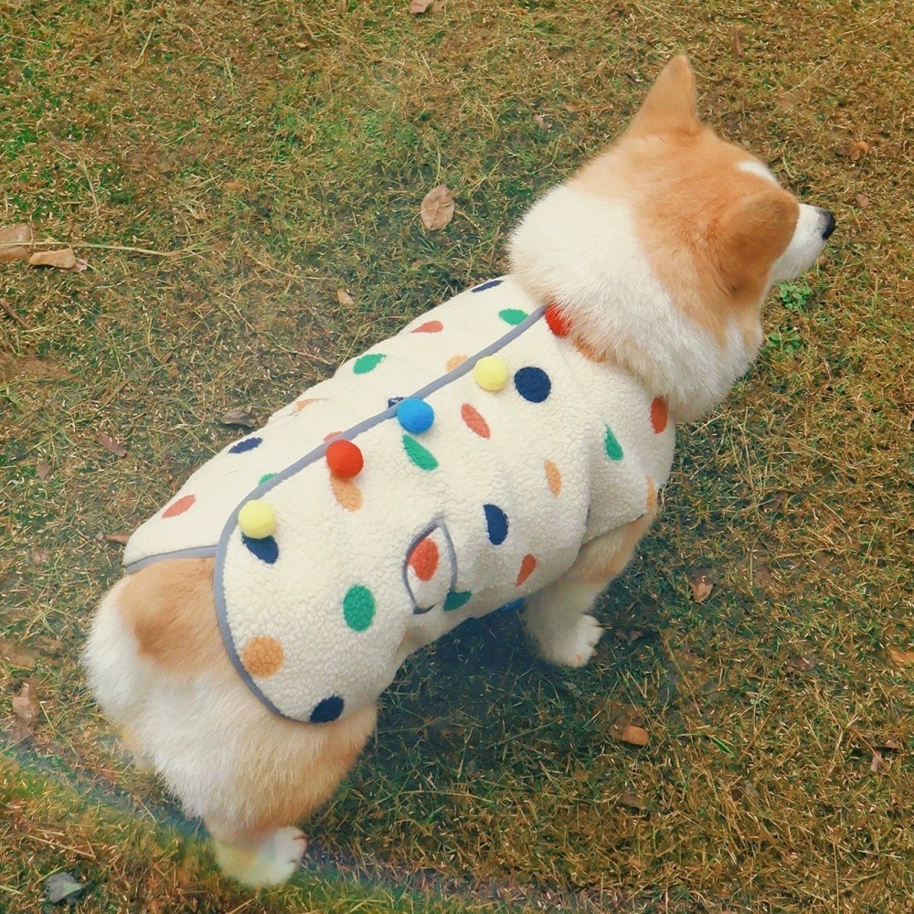 【汪喵森活】 彩色點點 圓點鈕扣 寵物背心 狗衣服 寵物衣服 秋冬服飾 中型犬 雪納瑞 西高地 比熊 柯基 柴犬-細節圖6