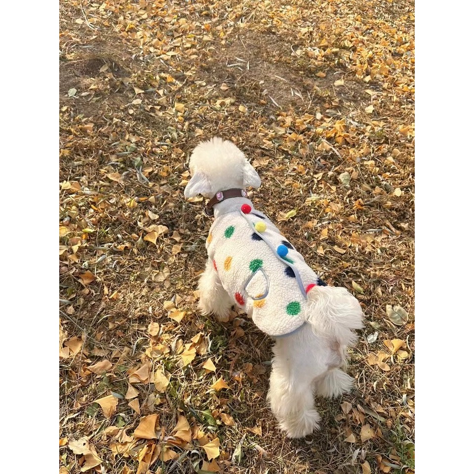 【汪喵森活】 彩色點點 圓點鈕扣 寵物背心 狗衣服 寵物衣服 秋冬服飾 中型犬 雪納瑞 西高地 比熊 柯基 柴犬-細節圖10