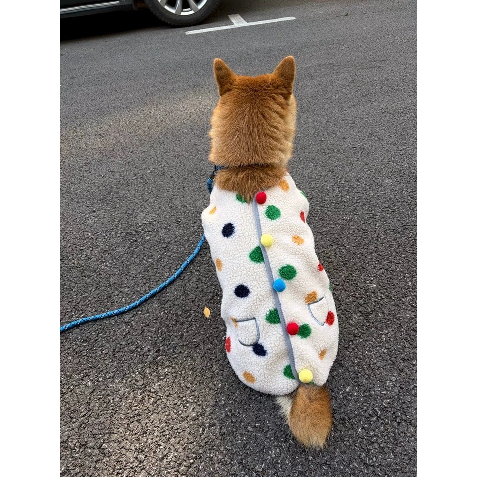 【汪喵森活】 彩色點點 圓點鈕扣 寵物背心 狗衣服 寵物衣服 秋冬服飾 中型犬 雪納瑞 西高地 比熊 柯基 柴犬-細節圖11