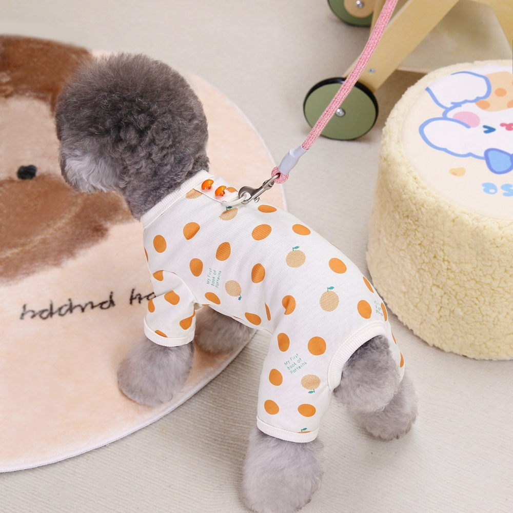 【汪喵森活】 園點水果 可牽引 四腳衣 打底衣 睡衣 狗衣服 寵物衣服 秋冬服飾 小型犬 雪納瑞 比熊 貴賓 貓咪 博美-細節圖4