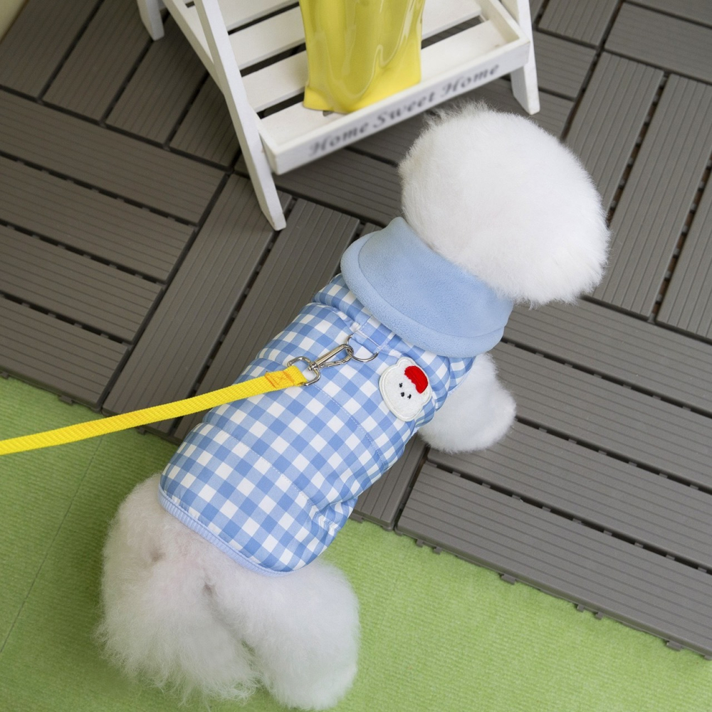 【汪喵森活】 高領格子 2色 熊熊 防風背心 可牽引 狗衣服 寵物衣服 秋冬服飾 小型犬 雪納瑞 比熊 貴賓 貓咪 博美-細節圖5