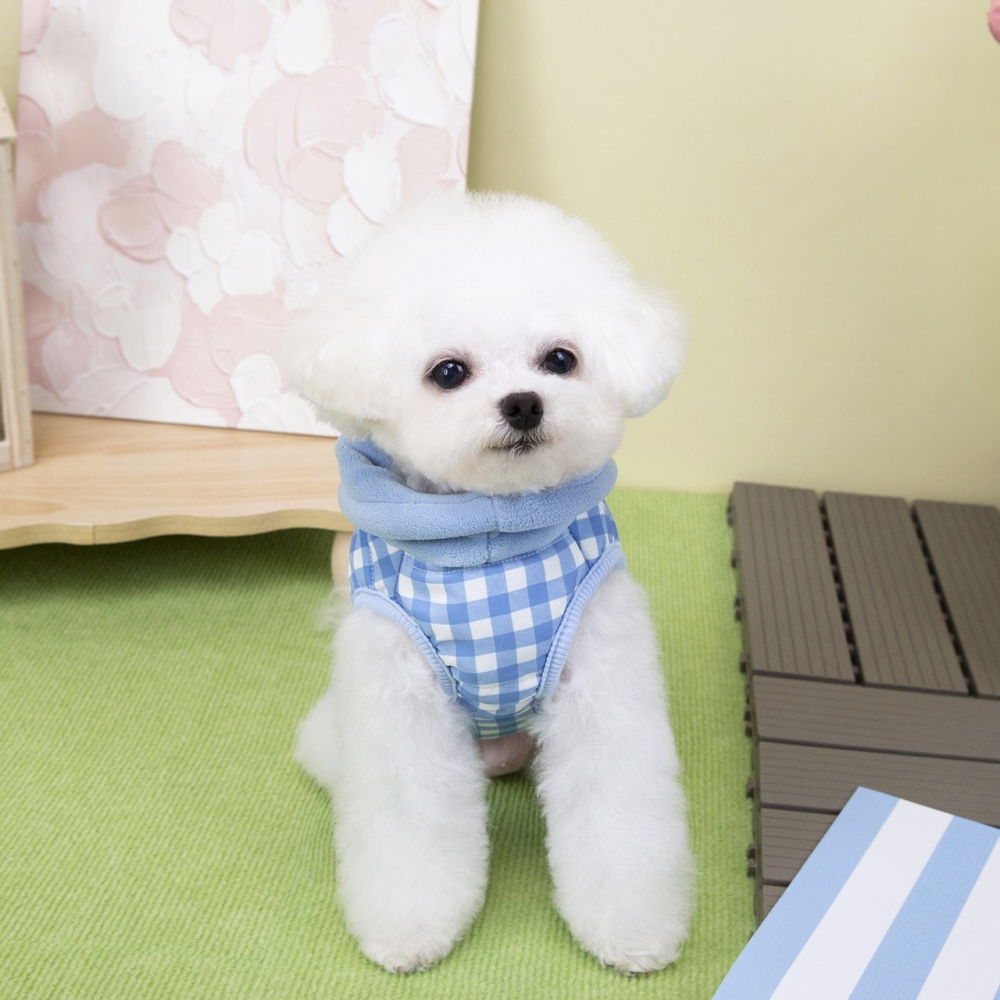 【汪喵森活】 高領格子 2色 熊熊 防風背心 可牽引 狗衣服 寵物衣服 秋冬服飾 小型犬 雪納瑞 比熊 貴賓 貓咪 博美-細節圖6