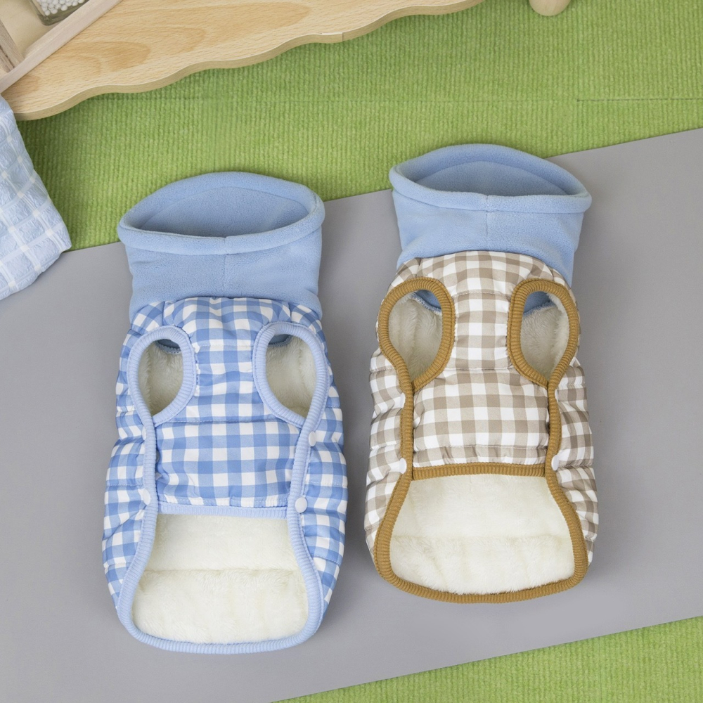 【汪喵森活】 高領格子 2色 熊熊 防風背心 可牽引 狗衣服 寵物衣服 秋冬服飾 小型犬 雪納瑞 比熊 貴賓 貓咪 博美-細節圖9