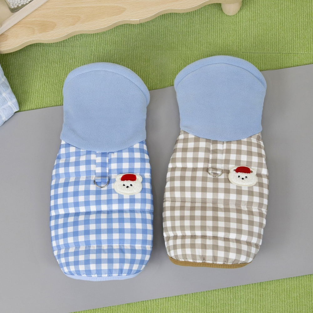 【汪喵森活】 高領格子 2色 熊熊 防風背心 可牽引 狗衣服 寵物衣服 秋冬服飾 小型犬 雪納瑞 比熊 貴賓 貓咪 博美-細節圖11