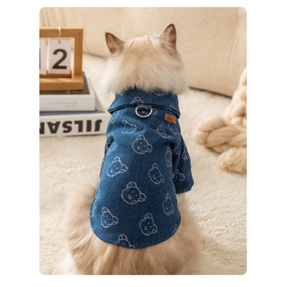 【汪喵森活】 Lucky 時尚 寵物外套 牛仔外套 狗衣服 寵物衣服 秋冬服飾 小型犬 雪納瑞 比熊 貴賓 貓咪 博美-細節圖3