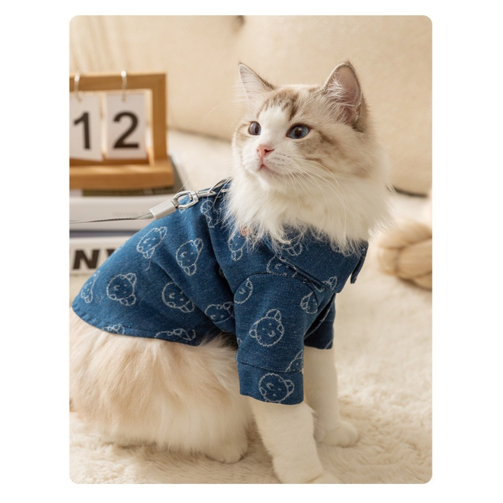 【汪喵森活】 Lucky 時尚 寵物外套 牛仔外套 狗衣服 寵物衣服 秋冬服飾 小型犬 雪納瑞 比熊 貴賓 貓咪 博美-細節圖4