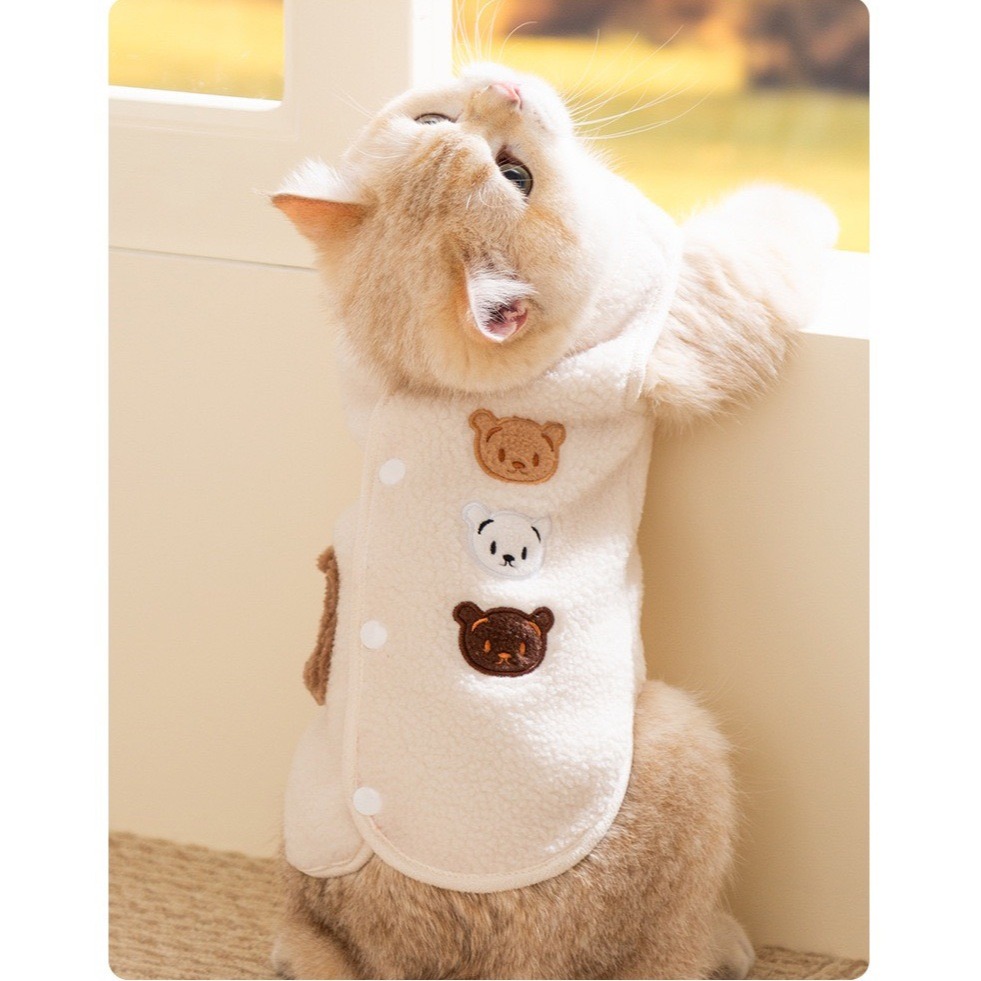 【汪喵森活】 Bear三隻熊 鈕扣背心 寵物背心 保暖背心 狗衣服 寵物衣服 秋冬服飾 小型犬 雪納瑞 比熊 貴賓 貓咪-細節圖9