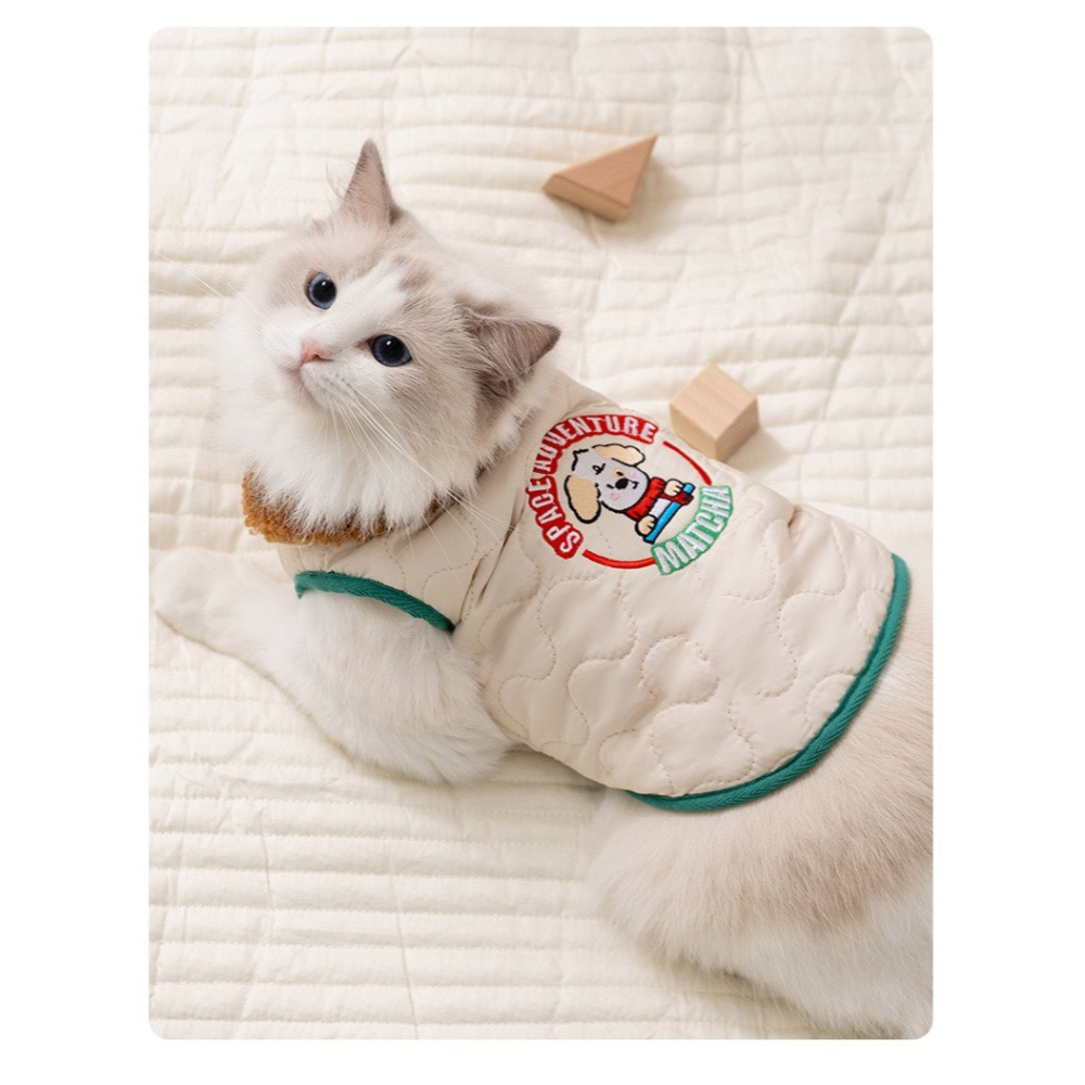 【汪喵森活】 MATCHA小狗 可牽引 防風背心 可側開 狗衣服 寵物衣服 秋冬服飾 小型犬 雪納瑞 比熊 貴賓 貓咪-細節圖3