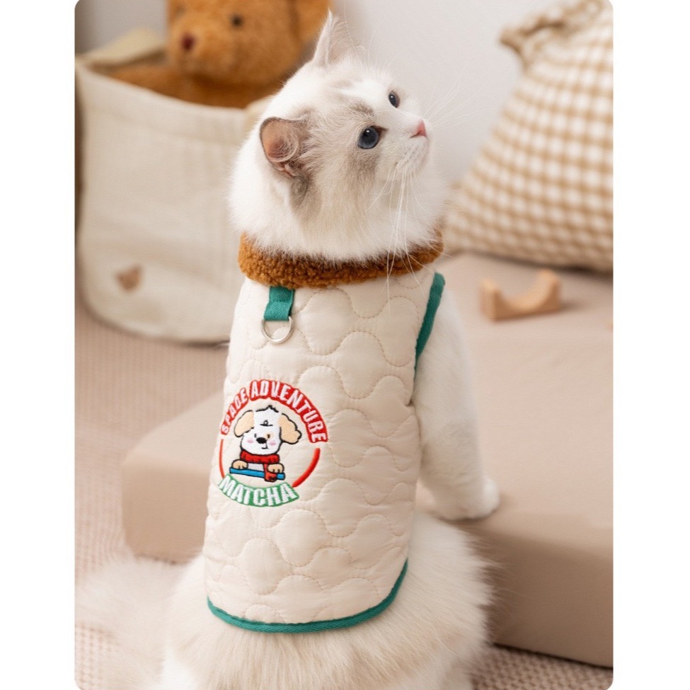 【汪喵森活】 MATCHA小狗 可牽引 防風背心 可側開 狗衣服 寵物衣服 秋冬服飾 小型犬 雪納瑞 比熊 貴賓 貓咪-細節圖4