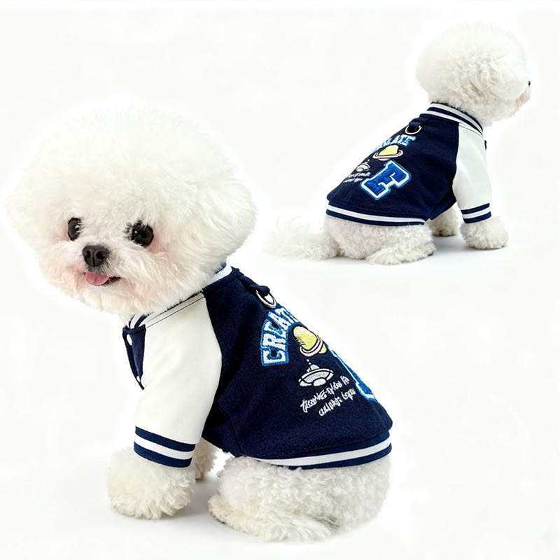 【汪喵森活】 CREATE1 拼接袖 棒球外套 狗衣服 寵物衣服 秋冬服飾 小型犬 雪納瑞 比熊 貴賓 貓咪 西高地-細節圖5