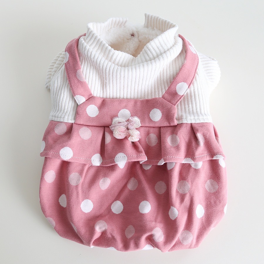 【汪喵森活】圓點絨吊帶裙 假兩件 蝴蝶結 狗衣服 寵物衣服 秋冬服飾 小型犬 雪納瑞 比熊 貴賓 貓咪 保暖-細節圖9