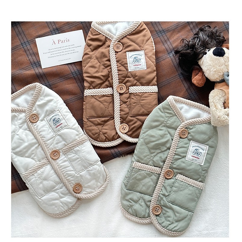 【汪喵森活】 抹茶牛乳 加絨夾棉 寵物背心 保暖背心 狗衣服 黃金獵犬 薩摩耶 柴犬 柯基 米克斯 邊境 貴賓 比熊-細節圖2