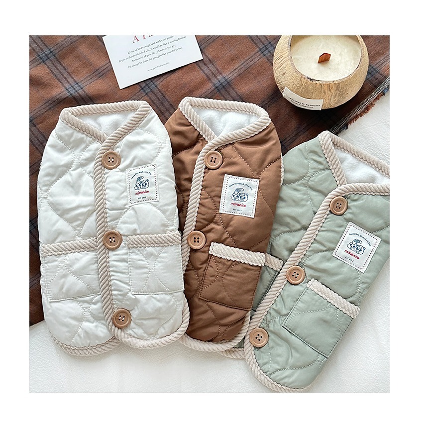 【汪喵森活】 抹茶牛乳 加絨夾棉 寵物背心 保暖背心 狗衣服 黃金獵犬 薩摩耶 柴犬 柯基 米克斯 邊境 貴賓 比熊-細節圖3
