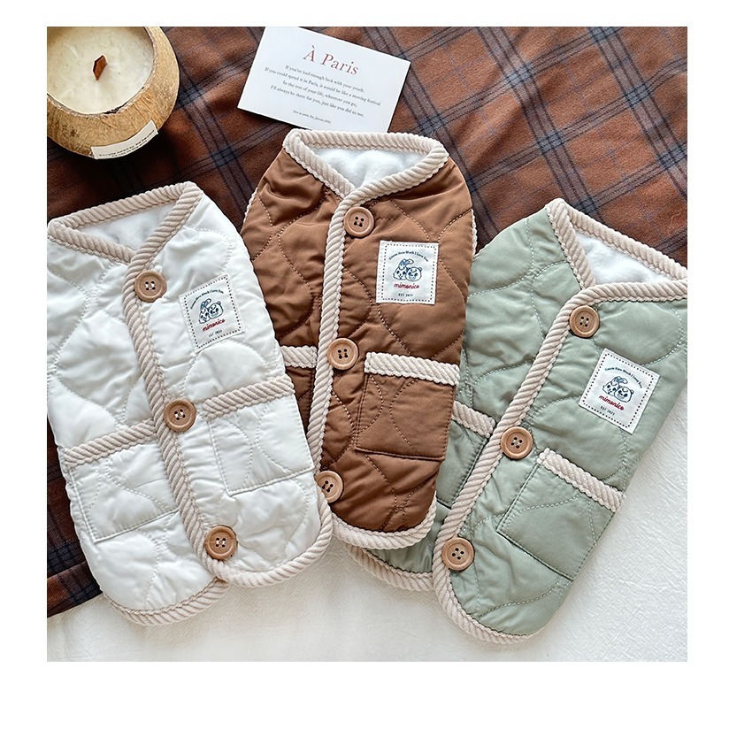 【汪喵森活】 抹茶牛乳 加絨夾棉 寵物背心 保暖背心 狗衣服 黃金獵犬 薩摩耶 柴犬 柯基 米克斯 邊境 貴賓 比熊-細節圖4