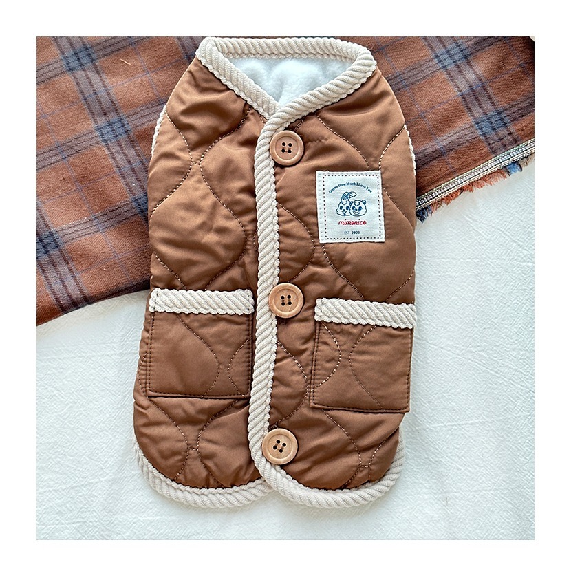 【汪喵森活】 抹茶牛乳 加絨夾棉 寵物背心 保暖背心 狗衣服 黃金獵犬 薩摩耶 柴犬 柯基 米克斯 邊境 貴賓 比熊-細節圖6