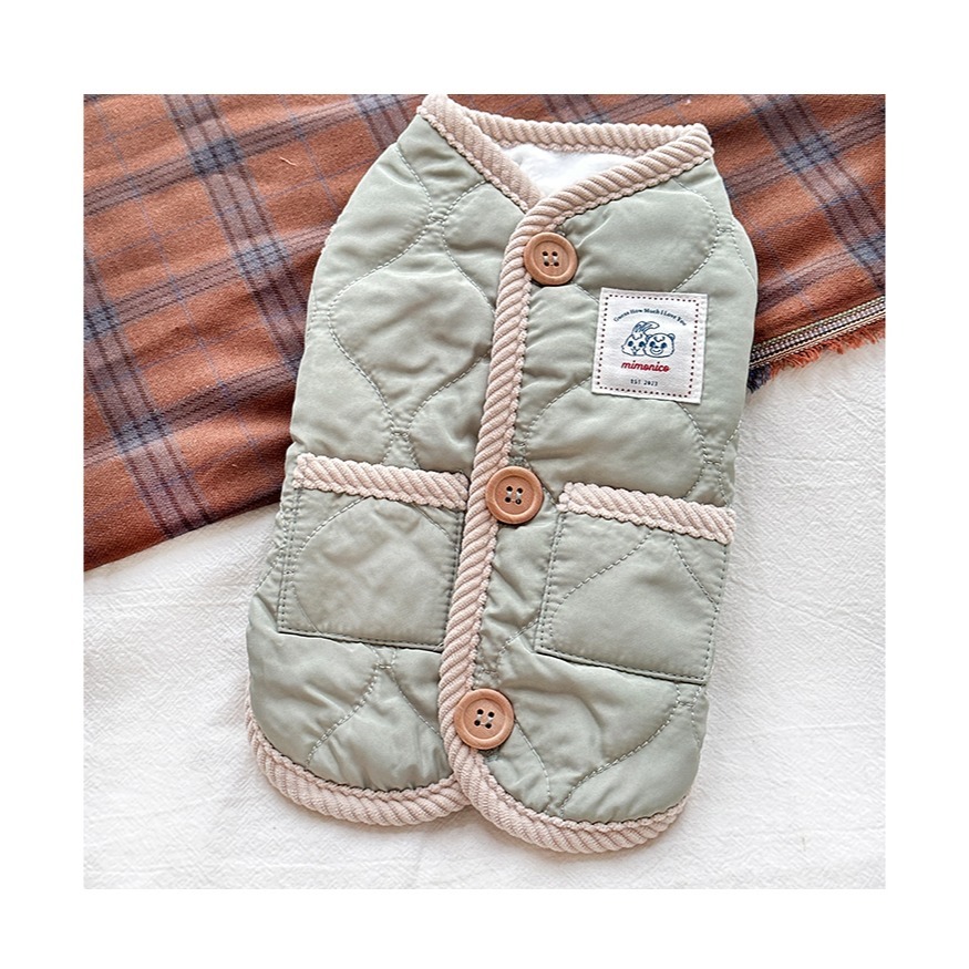 【汪喵森活】 抹茶牛乳 加絨夾棉 寵物背心 保暖背心 狗衣服 黃金獵犬 薩摩耶 柴犬 柯基 米克斯 邊境 貴賓 比熊-細節圖7