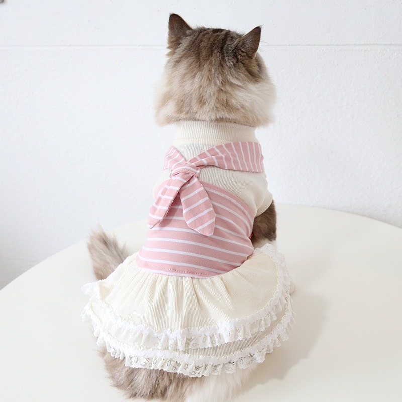 【汪喵森活】 粉色領巾 條紋姊妹裝 情侶裝 背心 洋裝 寵物洋裝 寵物衣服 狗衣服 比熊 博美 貴賓 貓咪 小型犬 臘腸-細節圖7