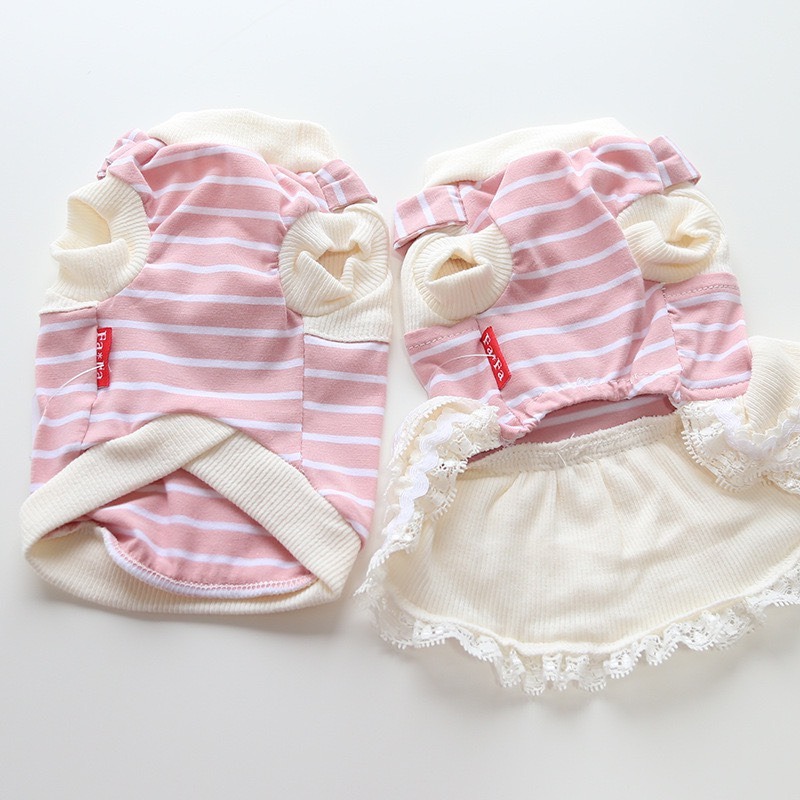 【汪喵森活】 粉色領巾 條紋姊妹裝 情侶裝 背心 洋裝 寵物洋裝 寵物衣服 狗衣服 比熊 博美 貴賓 貓咪 小型犬 臘腸-細節圖9