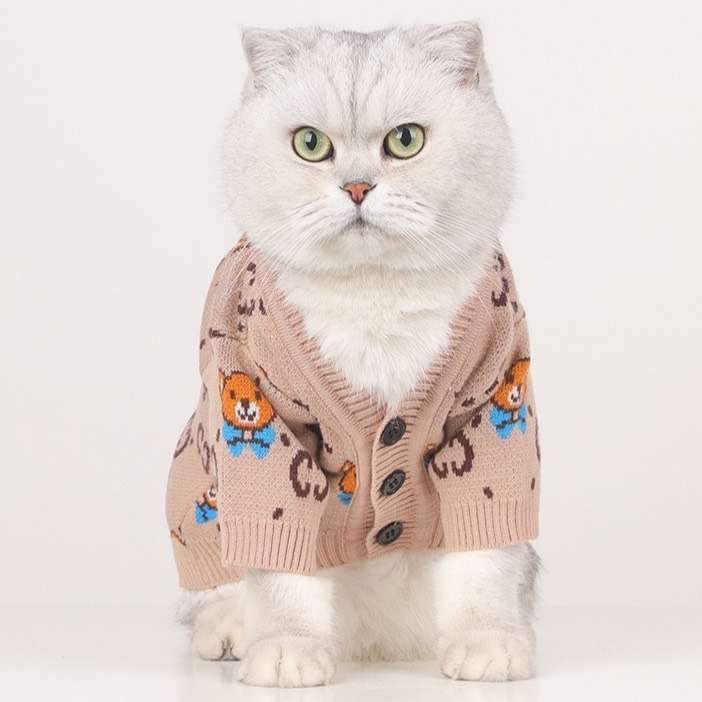 【汪喵森活】 奶茶熊熊 針織衫 毛衣 保暖衣服 寵物衣服 狗衣服 比熊 博美 貴賓 貓咪 小型犬 臘腸狗 法鬥 柴犬 柯-細節圖4