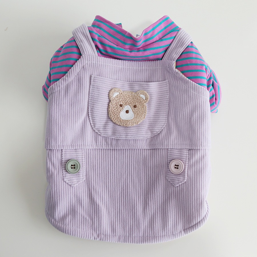 【汪喵森活】 小胖熊 條紋吊帶衣 假兩件 小口袋 狗衣服 比熊 博美 貴賓 貓咪 小型犬 法鬥 英鬥-細節圖10