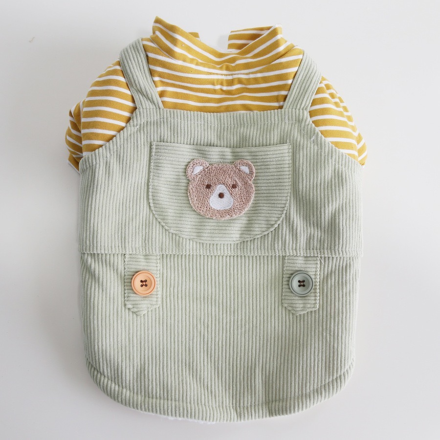 【汪喵森活】 小胖熊 條紋吊帶衣 假兩件 小口袋 狗衣服 比熊 博美 貴賓 貓咪 小型犬 法鬥 英鬥-細節圖11