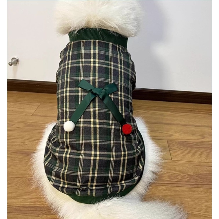 【汪喵森活】 聖誕蝴蝶結 格子背心 寵物背心 保暖背心 狗衣服 黃金獵犬 薩摩耶 柴犬 柯基 米克斯 邊境 貴賓 貓咪-細節圖5