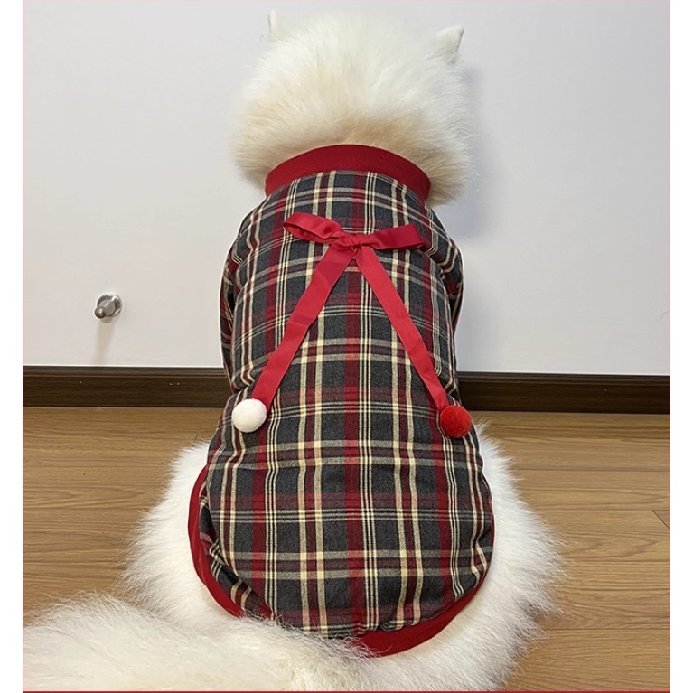 【汪喵森活】 聖誕蝴蝶結 格子背心 寵物背心 保暖背心 狗衣服 黃金獵犬 薩摩耶 柴犬 柯基 米克斯 邊境 貴賓 貓咪-細節圖8