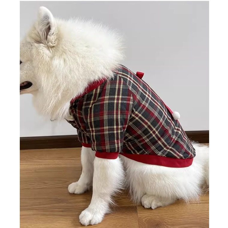 【汪喵森活】 聖誕蝴蝶結 格子背心 寵物背心 保暖背心 狗衣服 黃金獵犬 薩摩耶 柴犬 柯基 米克斯 邊境 貴賓 貓咪-細節圖9