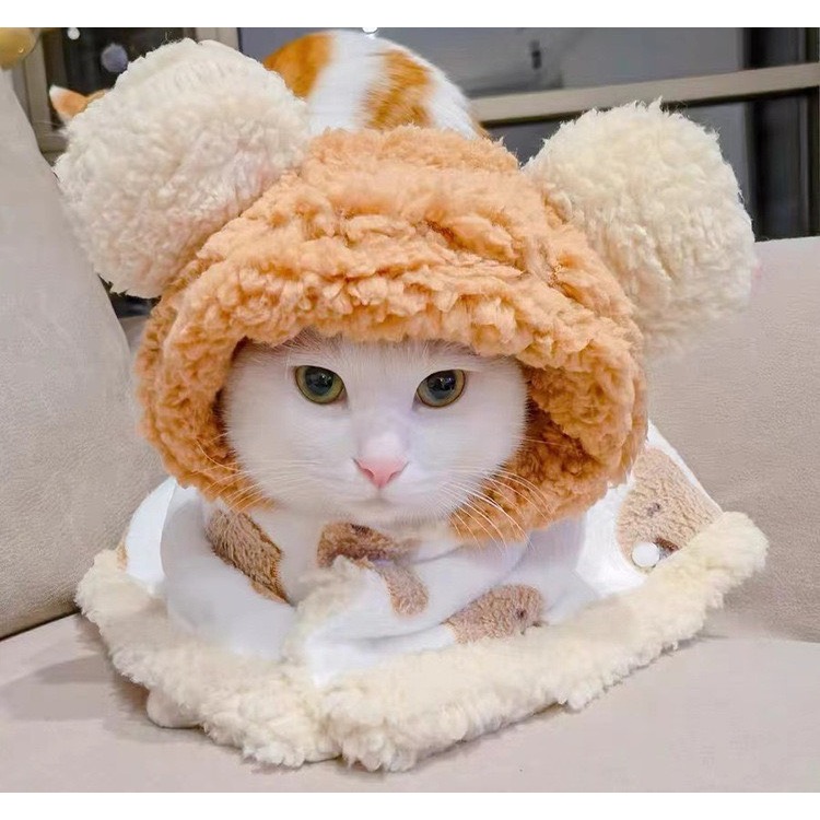 【汪喵森活】 泰迪熊 熊耳 寵物睡衣 寵物披風 寵物睡袍 秋冬服飾 狗衣服 柴犬 米克斯 比熊 柯基 睡衣 睡袍 貓咪-細節圖3