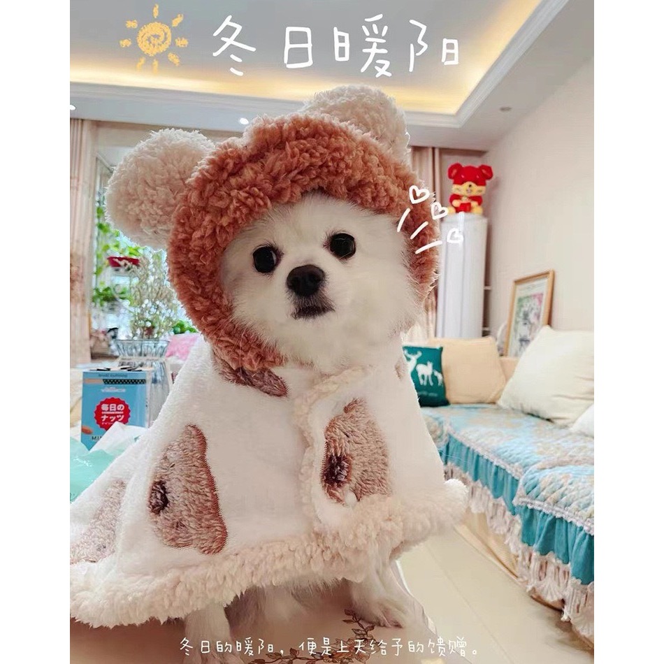 【汪喵森活】 泰迪熊 熊耳 寵物睡衣 寵物披風 寵物睡袍 秋冬服飾 狗衣服 柴犬 米克斯 比熊 柯基 睡衣 睡袍 貓咪-細節圖4