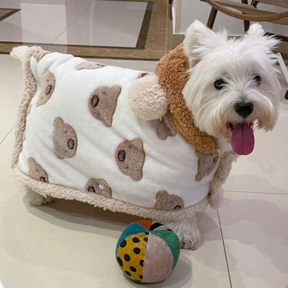 【汪喵森活】 泰迪熊 熊耳 寵物睡衣 寵物披風 寵物睡袍 秋冬服飾 狗衣服 柴犬 米克斯 比熊 柯基 睡衣 睡袍 貓咪-細節圖6