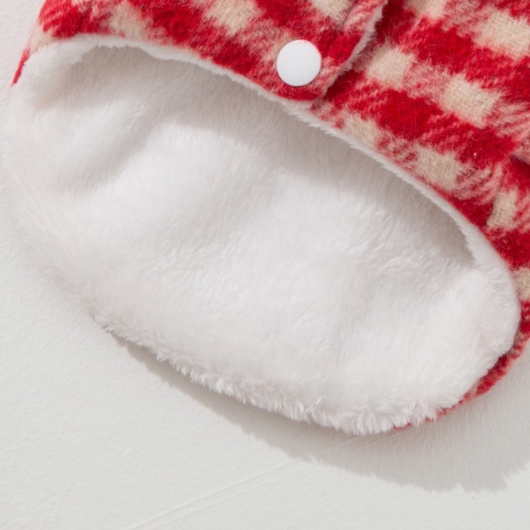 【汪喵森活】 Happy小狗 紅色格紋背心 過年衣服 紅色背心 過年 保暖背心 春節 寵物衣服 狗衣服 貓咪 新年 貓狗-細節圖7