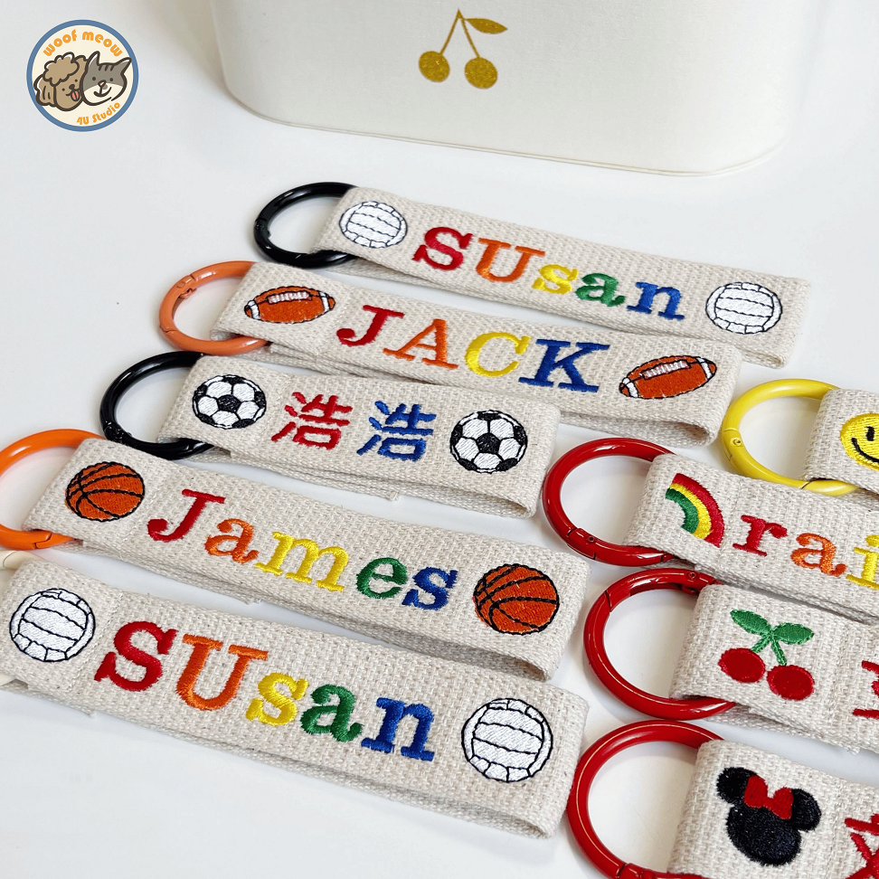 【汪喵森活】 刺繡名牌 寵物名牌 狗牌 飄帶 防走失 幼兒園名字牌 姓名吊牌 幼稚園名牌 寶寶名牌 兒童吊飾 兒童名牌-細節圖4