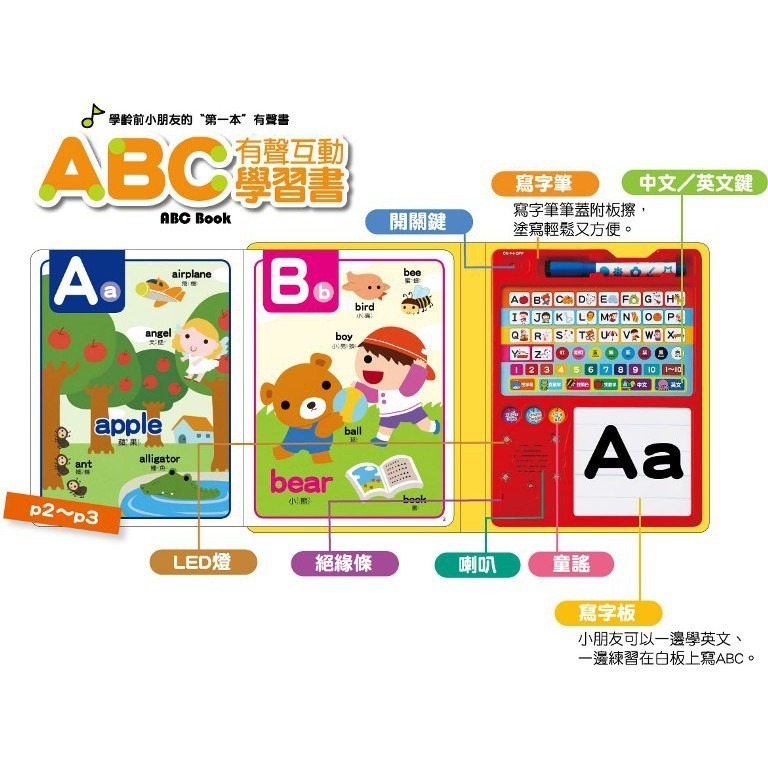 ABC有聲互動學習書 新版/ㄅㄆㄇ有聲互動學習書 新版 風車出版 適讀年齡：3歲以上 從聽開始看寫玩 按按鈕就會有聲音-細節圖5