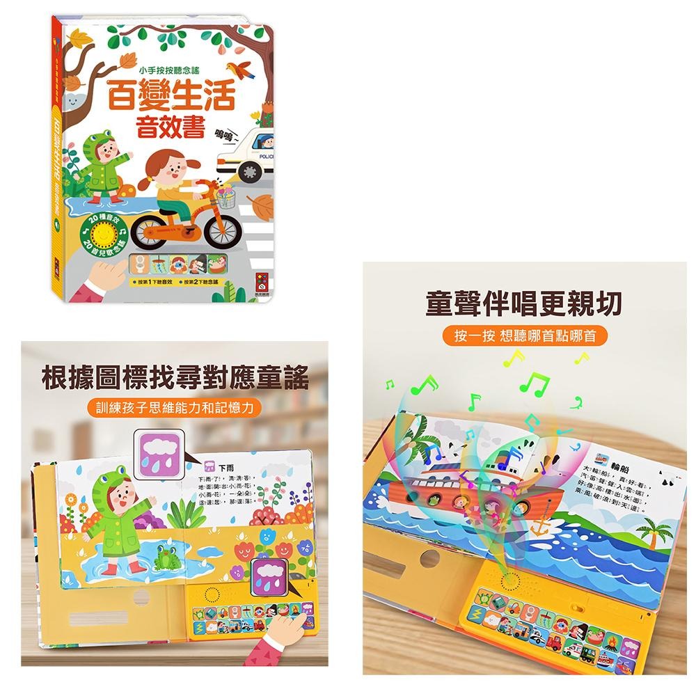 現貨快出！小手按按聽念謠 百變生活音效書/動物狂歡音效書 風車出版 適合年齡：3歲以上 觸摸20個按鍵音效-細節圖6