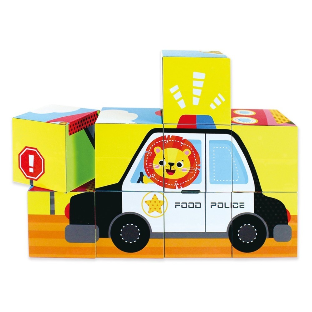 FOOD超人立體九塊積木 動物/交通 風車出版 適合年齡：2歲以上 刺激邏輯思考 訓練手眼協調-細節圖2