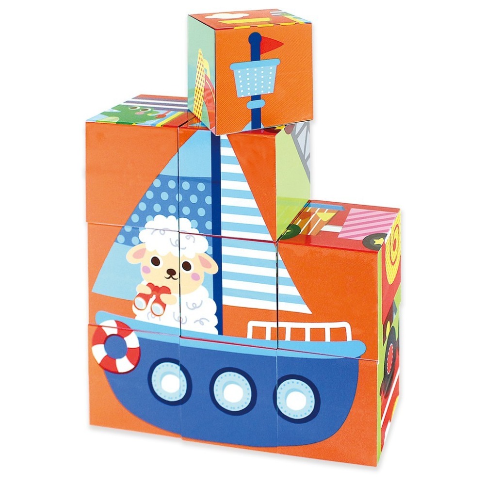 FOOD超人立體九塊積木 動物/交通 風車出版 適合年齡：2歲以上 刺激邏輯思考 訓練手眼協調-細節圖4